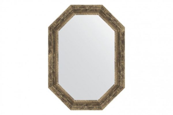 Wall mirror in a baguette frame EVOFORM Polygon BY 7121, old wood with weaving 53x73 cm
