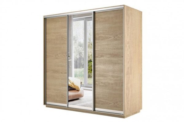3-door wardrobe Slide 180x240x60 cm, Sonoma, with one mirror