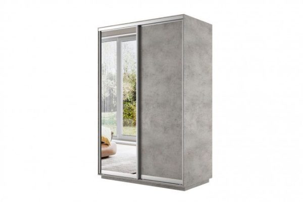 Sliding wardrobe 2-door Slide 160x240x60 cm, light concrete, with one mirror