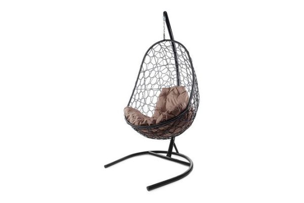 Hanging cocoon chair Oval 83x186x70 cm, base and frame color black, finishing black