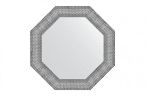 Wall mirror in a baguette frame EVOFORM Octagon BY 3878, silver chain mail 67x67 cm