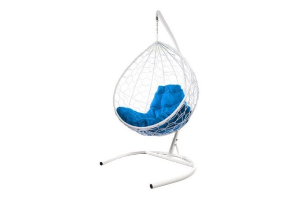 Hanging cocoon chair Drop 72x186x98 cm, base and frame color white, finishing white
