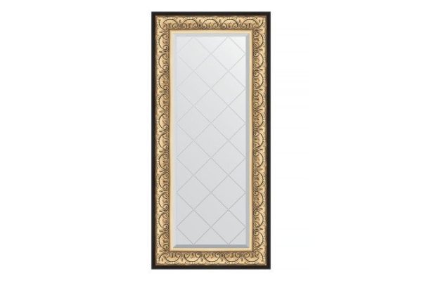 Wall mirror with engraving in a baguette frame EVOFORM baroque gold 60x130 cm