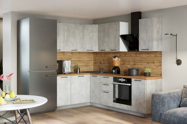 Modular kitchen set City 2.41x1.51 m light concrete