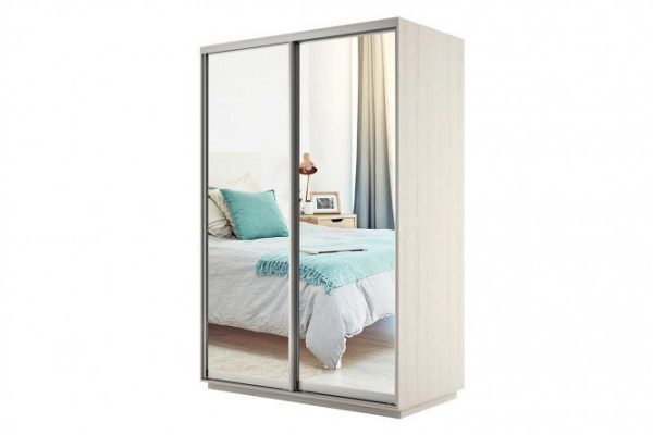 Sliding wardrobe 2-door Slide 160x220x60 cm, light Shimo ash, with two mirrors