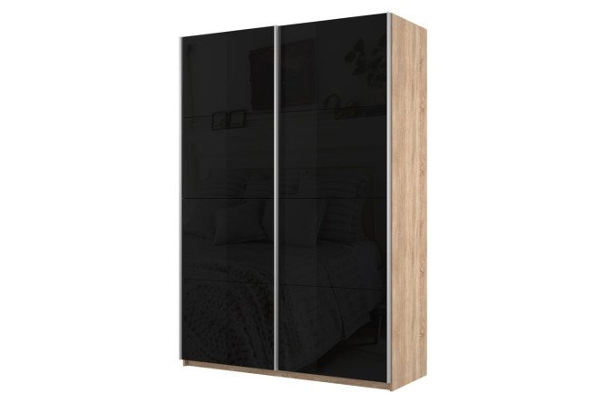 Sliding wardrobe 2-door Cors 160x230 cm, Sonoma, black facade