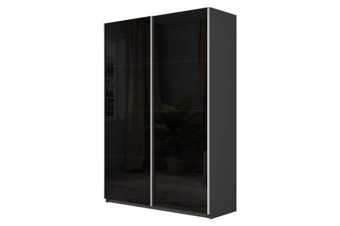 Sliding wardrobe 2-door Cors 160x230 cm, gray diamond, black facade
