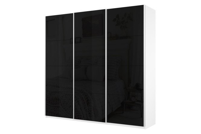 Sliding wardrobe 3-door Cors 180x230 cm, white snow, black facade