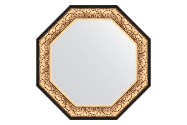 Wall mirror in a baguette frame EVOFORM Octagon BY 3846, baroque gold 80.4x80.4 cm