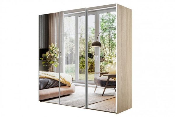 3-door wardrobe Comet 240x220 cm Bardolino oak, mirror fronts