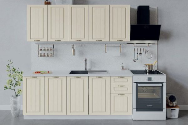 Kitchen set Lina 200x213.2x47.8 cm, frame color white, facade cream