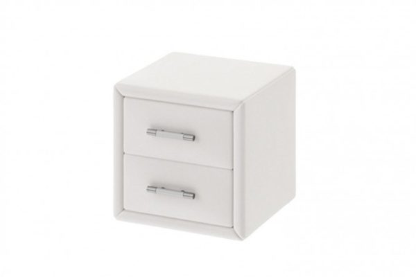 Bedside table Alice with soft upholstery, white