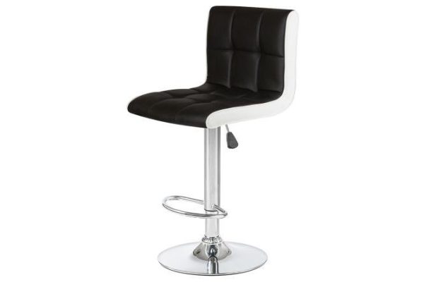 Bar chair DOBRIN Candy 46x95x52 cm, upholstery color black, white, chrome legs