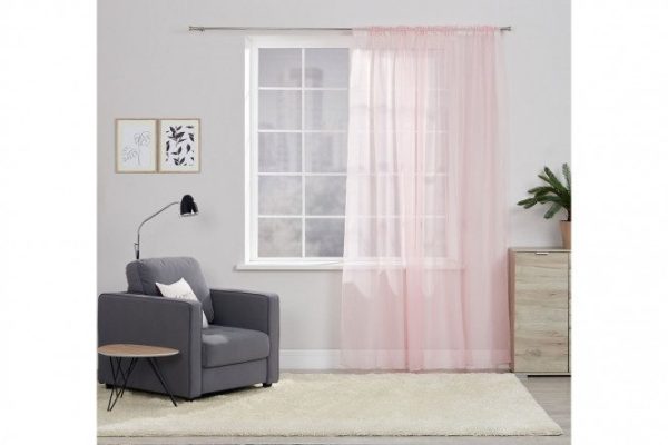 Tulle with ribbon MITTE Emily 300x260 cm, 1 piece, light pink