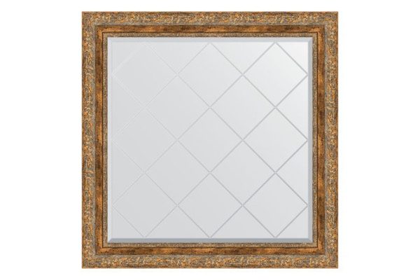 Wall mirror with engraving in a baguette frame EVOFORM vignette antique bronze 105x105 cm