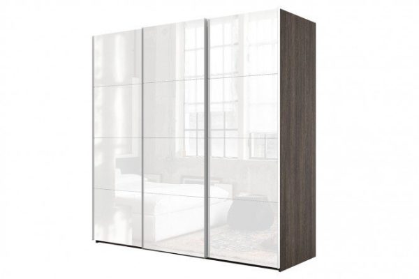 Sliding wardrobe 3-door Comet 270x220 cm wenge Mali, white glass facades