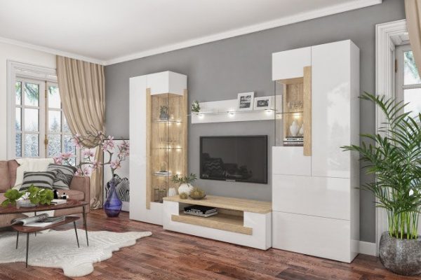 Modular set Cuba oak Sonoma, white gloss