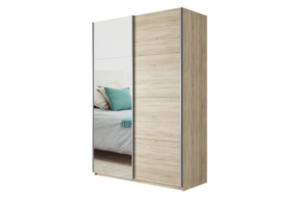 2-door wardrobe Cors 140x230 cm, Sonoma, with one mirror