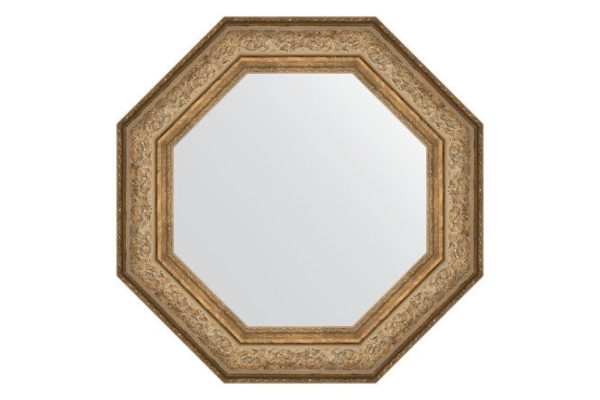 Wall mirror in a baguette frame EVOFORM Octagon BY 3851, antique bronze vignette 70.6x70.6 cm
