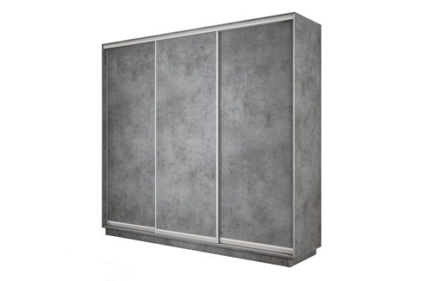 3-door wardrobe Slide-2 180x240x45 cm, concrete/silver