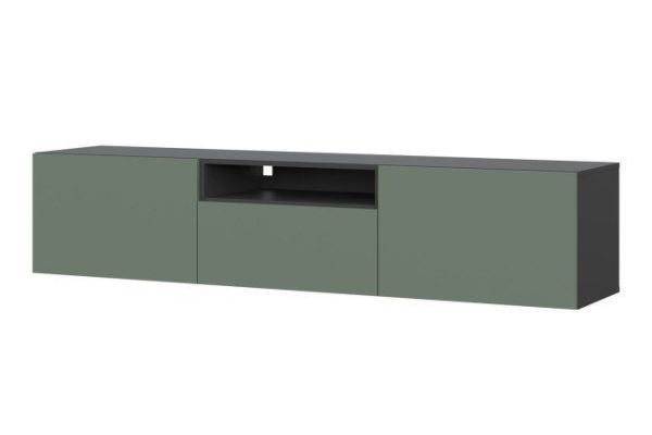 3cxsstw28zw050cmjgd4ywkipha55z7x.jpg Cabinet Oscar Moon 180x40 with 2 doors, drawer and shelf, anthracite / olive soft