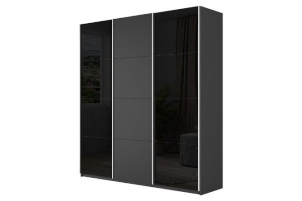 3-door wardrobe Cors 180x230 cm, gray diamond, facade gray diamond, black