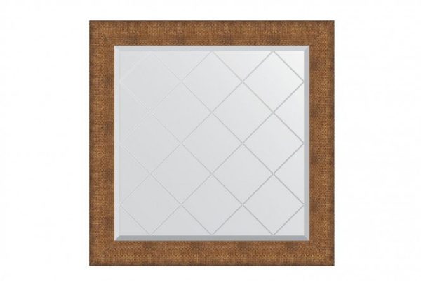 Wall mirror with engraving in a baguette frame EVOFORM BY 4560 copper chain mail 87x87 cm