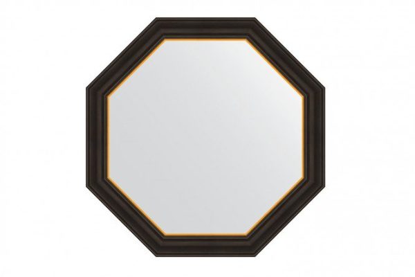 Wall mirror in a baguette frame EVOFORM Octagon BY 3876, ebony with gold 74x74 cm