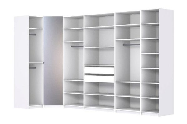 Wardrobe system Titus Oscar Bergen 395.05x236x145.05 cm, white, with one mirror