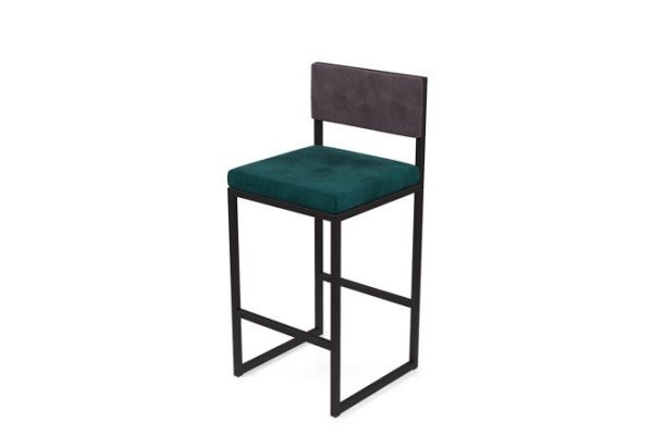 Bar stool Horeca Barnes 40x90x40 cm, upholstery color dark green, gray, legs black