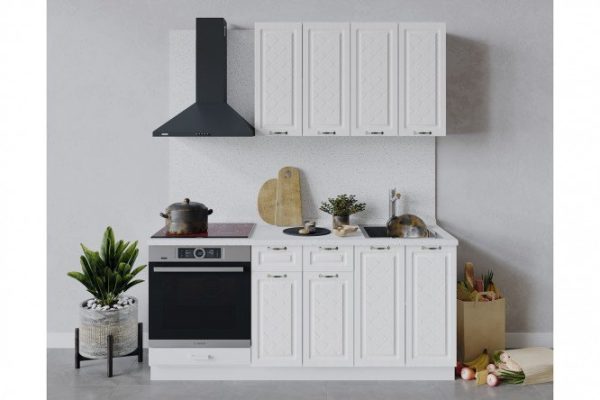 Kitchen set Bianca 180x213.2x47.8 cm, frame color white, facade white oak