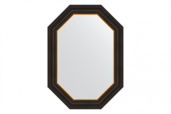 Wall mirror in a baguette frame EVOFORM Polygon BY 7285, ebony with gold 53x73 cm