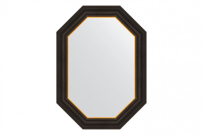 Wall mirror in a baguette frame EVOFORM Polygon BY 7285, ebony with gold 53x73 cm