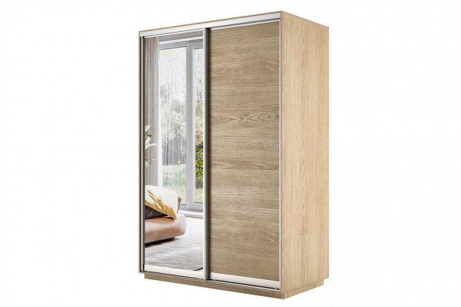 2-door wardrobe Slide 120x220x60 cm, Sonoma, with one mirror