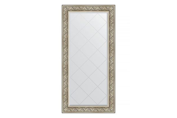 Wall mirror with engraving in a baguette frame EVOFORM baroque silver 80x162 cm