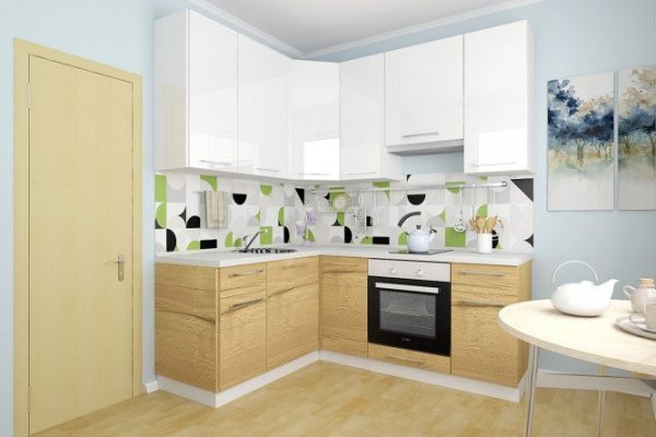 Amika modular kitchen set 2x1.6 m white/Halifax oak