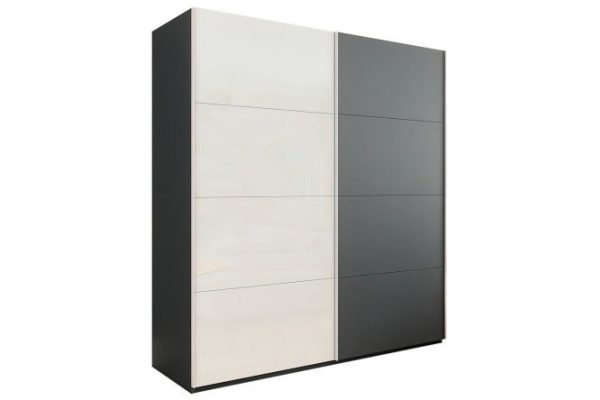 2-door wardrobe Comet 200x220x66 cm, diamond gray, white
