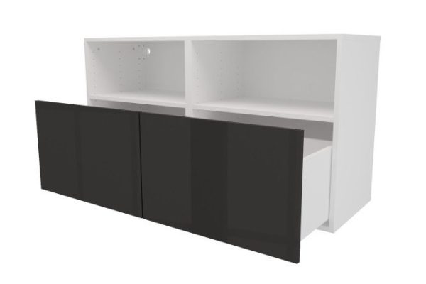 Cabinet with shelves and drawers Oscar Amika 120x64 with closers, white / black graphite gloss