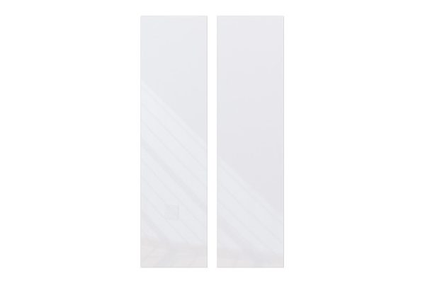 Set of City fronts for a wall-mounted corner L-shaped cabinet, height 25.4x95.6 cm, glossy white color