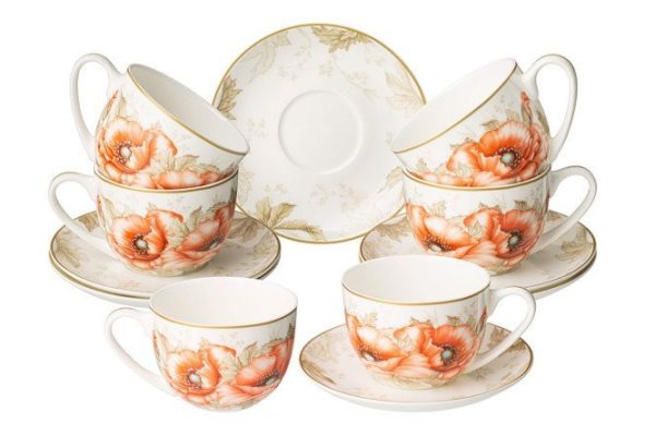 Tea set Lefard Antique 6 persons, 12 pcs., Porcelain