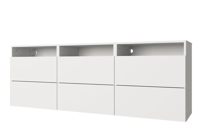 Cabinet 3 shelves and 6 drawers Oscar 180x64 with push to open