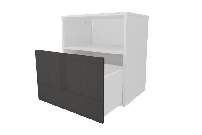 Cabinet with drawer and shelf Oscar Amika 60x64 with door closer, white / black graphite gloss