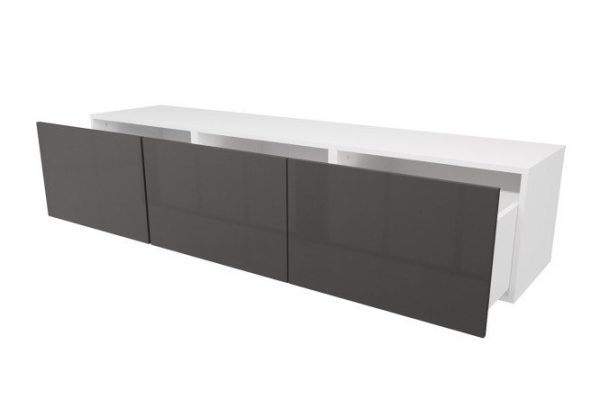 3kjz6p57fleaibfps91kkqz88al4vp9y.jpg Cabinet with drawers Oscar Amika 180x38 with closers, white / black graphite gloss