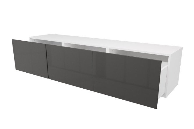 Cabinet with drawers Oscar Amika 180x38 with closers, white / black graphite gloss