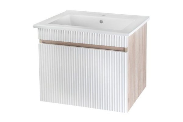 Hanging cabinet RUNO Modena 00-00001425 61.4 cm, frame color crafted oak, facade white