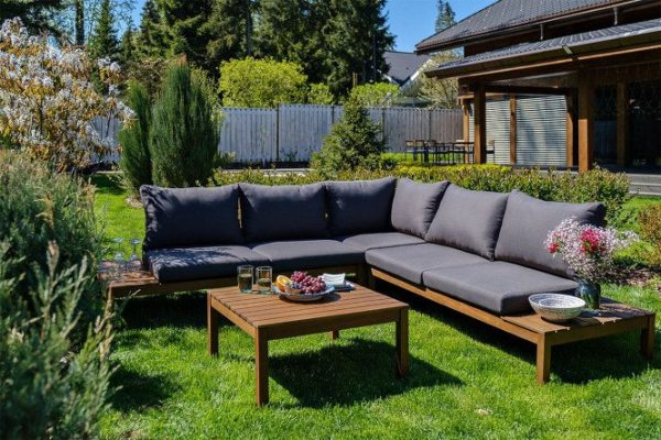 Mason garden furniture set, frame color natural teak, finishing natural teak