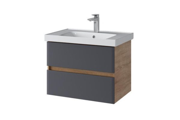 Hanging cabinet Sanstar Infiniti 394.1-1.4.1 65.8 cm, frame color Sonoma oak light, facade soft graphite