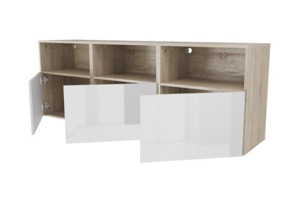 Cabinet 3 doors and 3 shelves Oscar Amika 180x64, Sonoma oak / white gloss