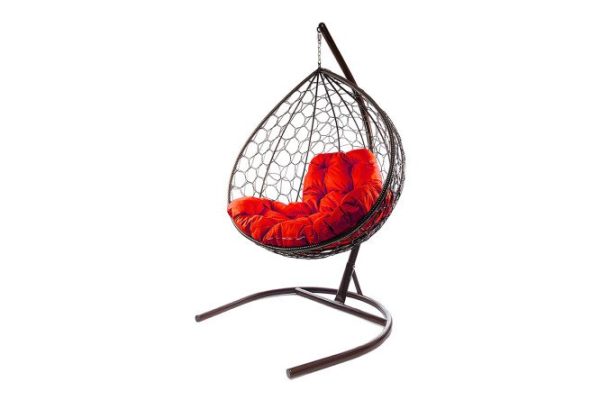 Hanging cocoon chair XL 75x186x118 cm, base and frame color brown, finishing brown