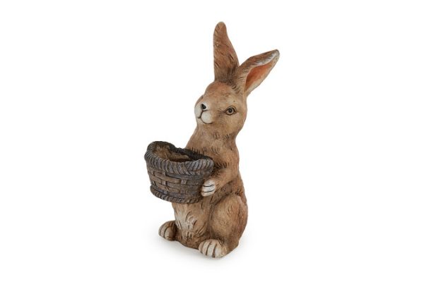 Decorative figurine Rabbit with a basket with flowerpots 44.5 cm, Magnesia